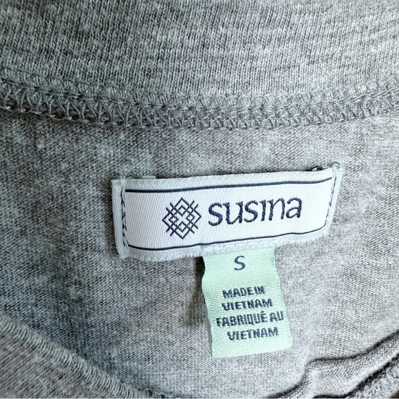 SUSINA Sleeveless Gray T-shirt Tie Waist Dress Cotton Blend Small - Picture 7 of 13